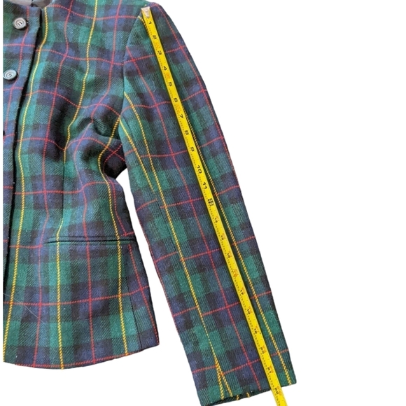 Vintage Joan Leslie Tartan Print Green & Red Blazer 6P - Picture 6 of 16
